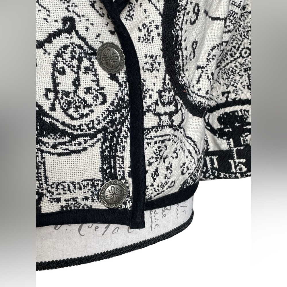 Vintage Painted Pony Clock Patterned Tapestry Jac… - image 4